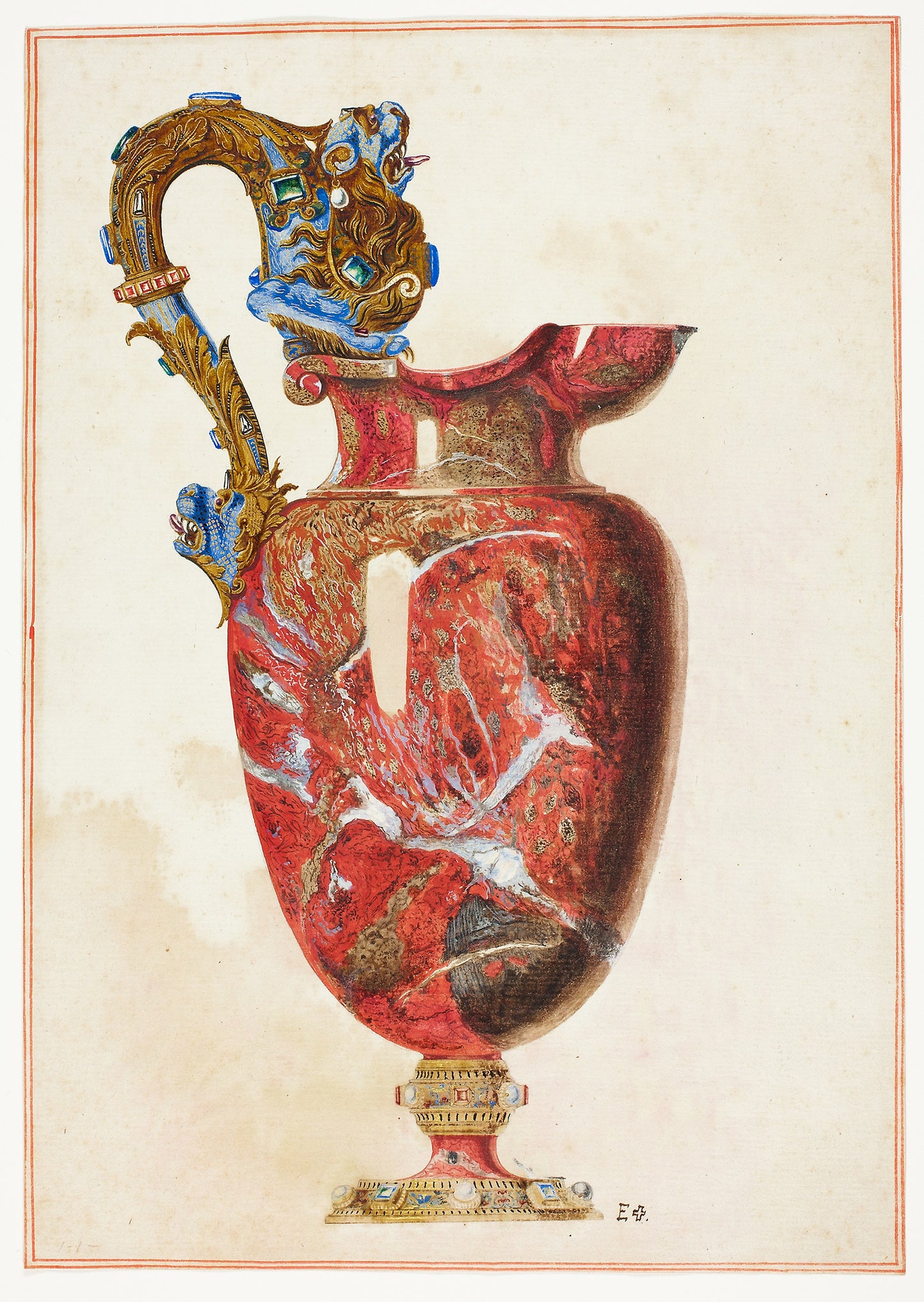 Stone Ewer with Ornate Handle -  Giuseppe Grisoni,  Poster Print Wall Art