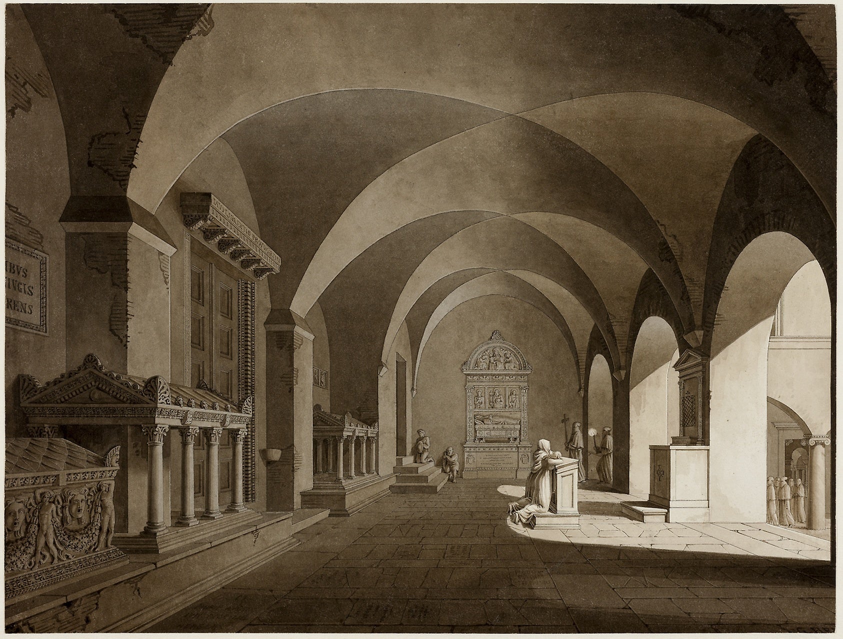 A View in San Lorenzo Fuori le Mura, Rome: Gustav Friedrich Hetsch,16x12"(A3) Poster