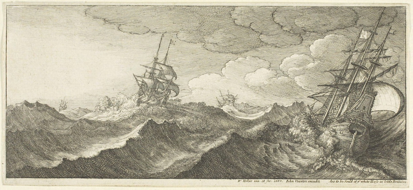 Warship in the Trough of a Wave -  Wenceslaus Hollar (Czech, 1607-1677),  Poster Print Wall Art