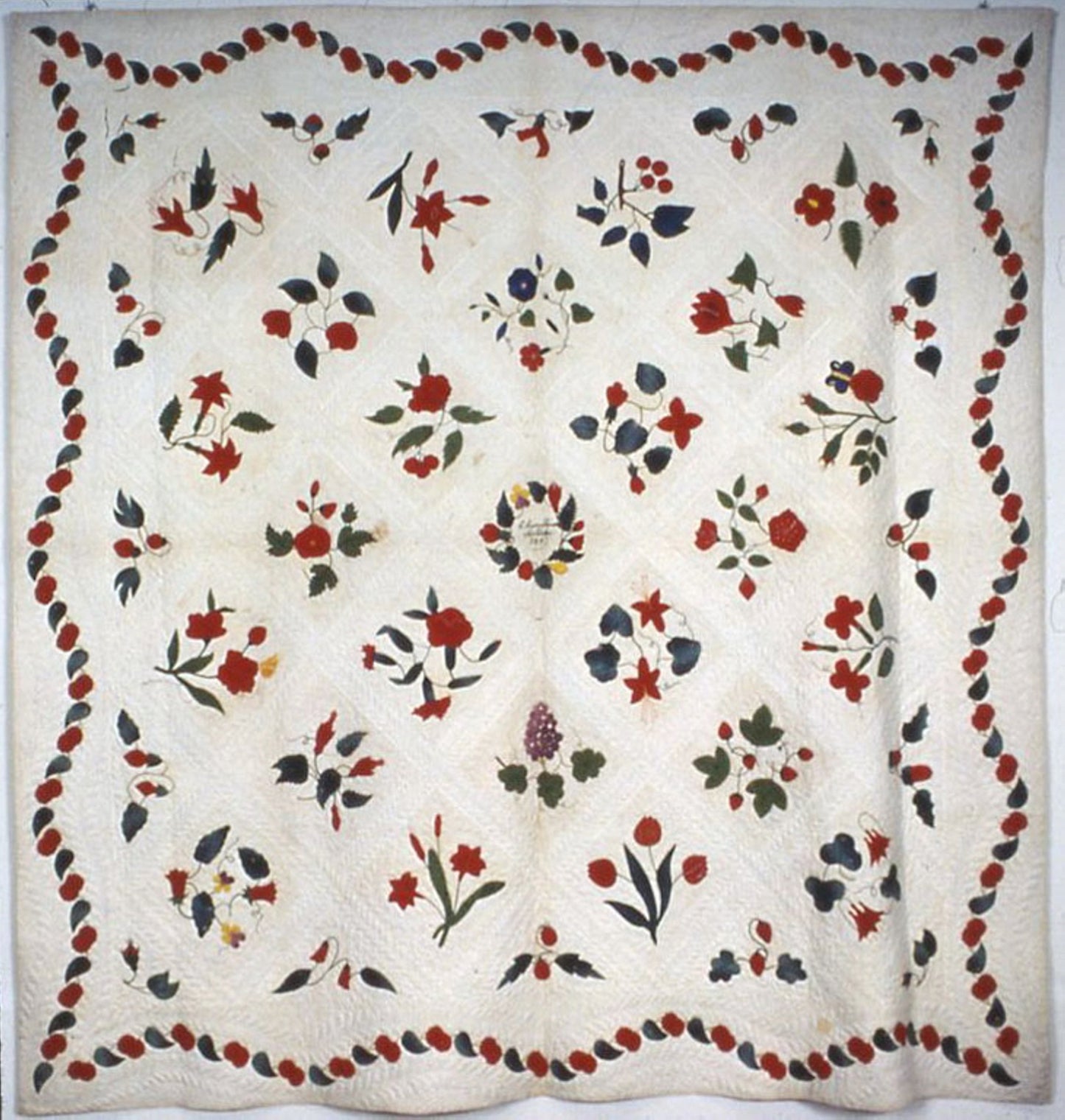 Bedcover (Flowers and Fruit Bedcover) -  United States,  Poster Print Wall Art