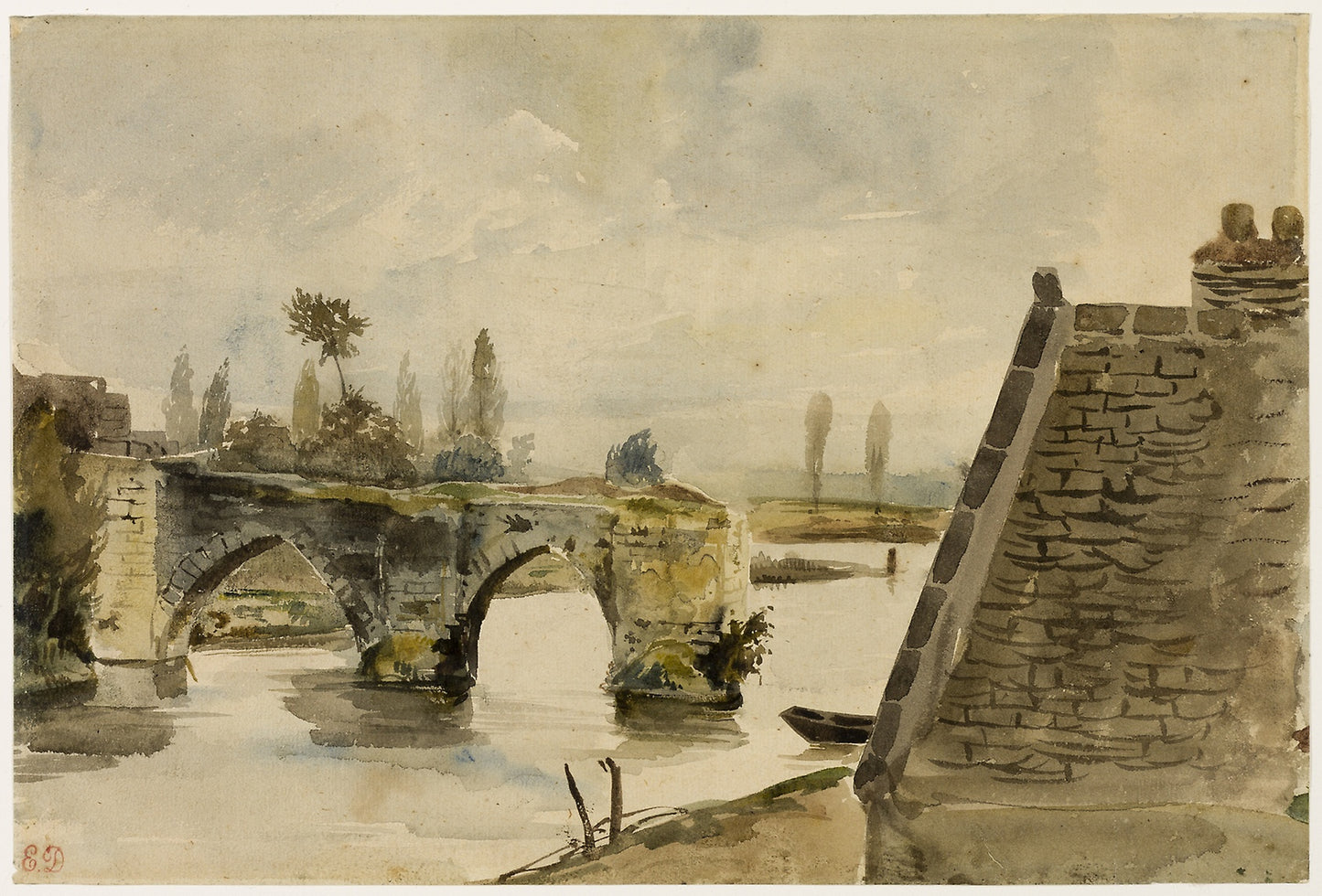 The Old Bridge at Nantes -  Eugène Delacroix,  Poster Print Wall Art