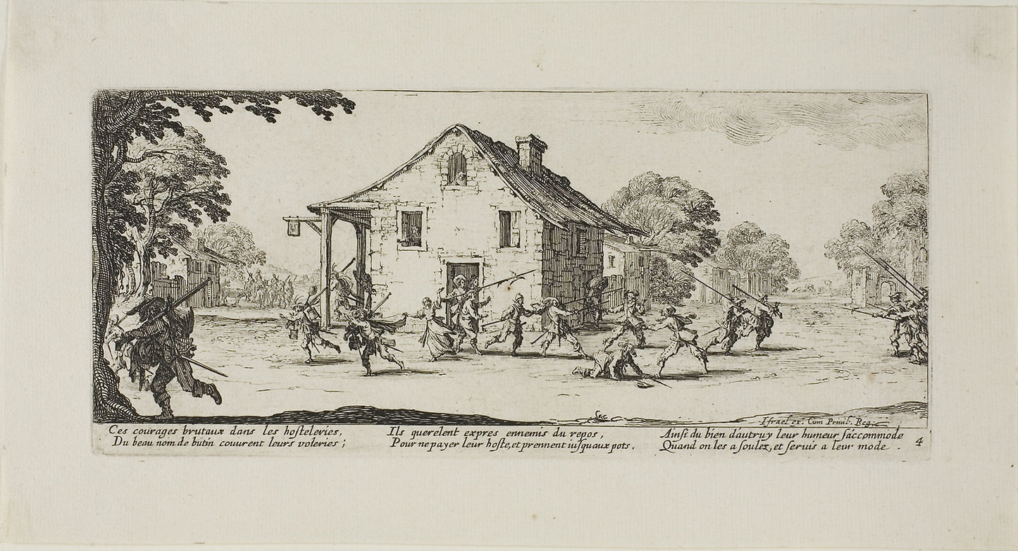 Scene of Pillage, plate four from The Miseries of War -  Jacques Callot (French, 1592-1635),  Poster Print Wall Art