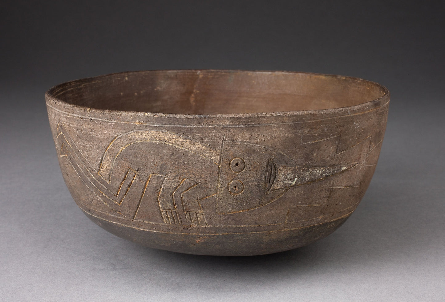 Bowl Depicting Incised and Painted Abstract Crouching Figure -  Paracas,  Poster Print Wall Art