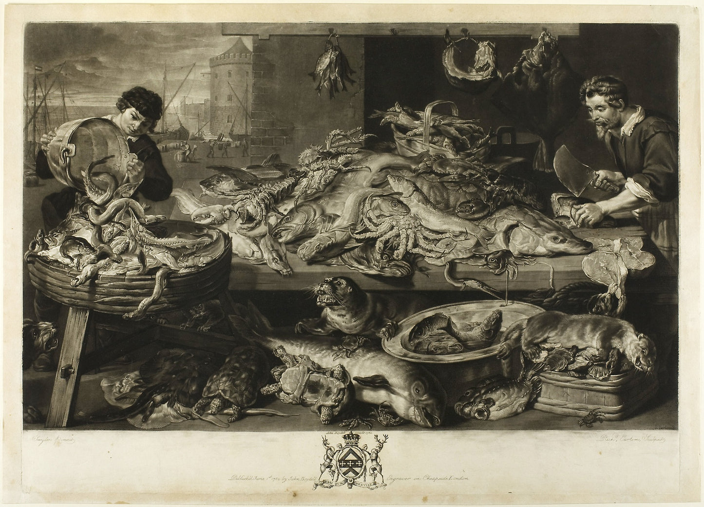 A Fish Market: Richard Earlom (British, 1743-1822),16x12"(A3) Poster
