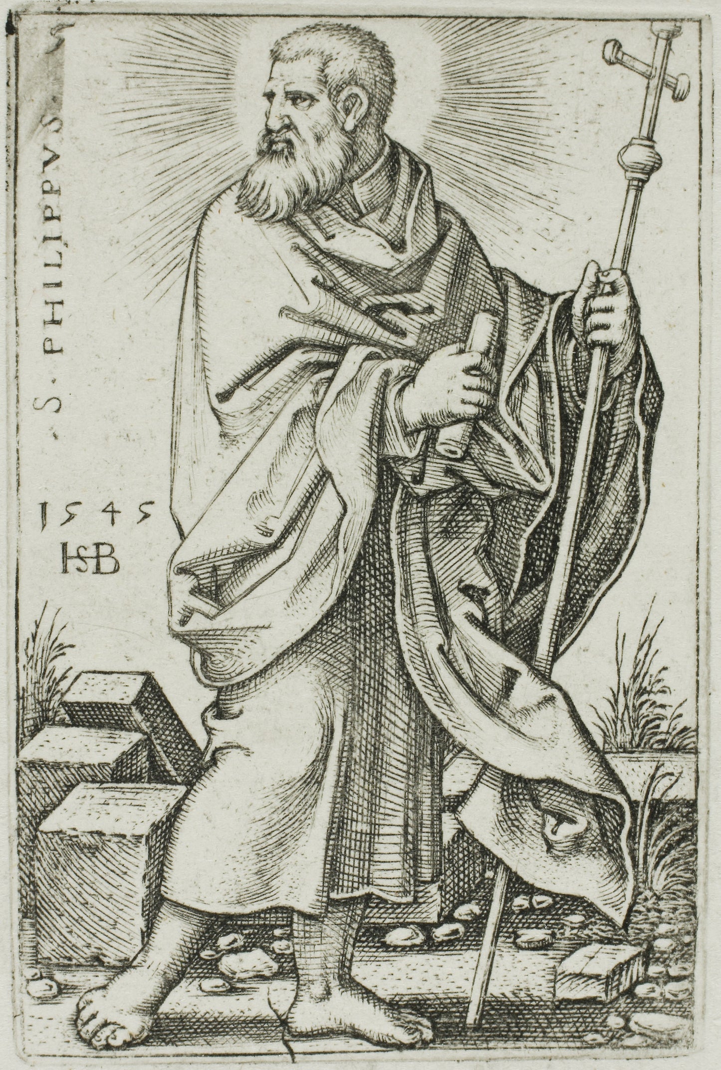 St. Philip, plate 5 from The Twelve Apostles -  Sebald Beham,  Poster Print Wall Art