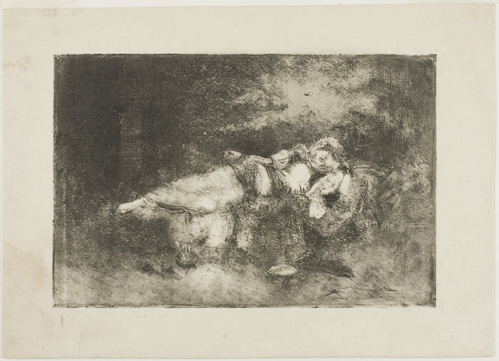Reclining Woman with a Child: Domenico Morelli,16x12