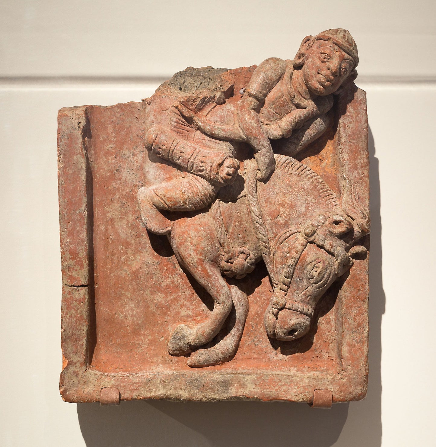 Plaque with Galloping Horse and Rider -  India,  Poster Print Wall Art
