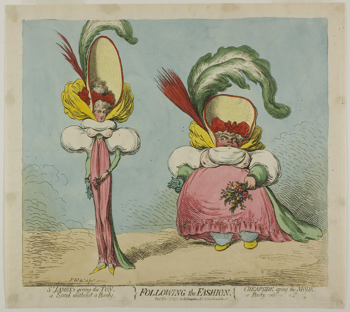 Following the Fashion: James Gillray (English, 1756-1815),16x12