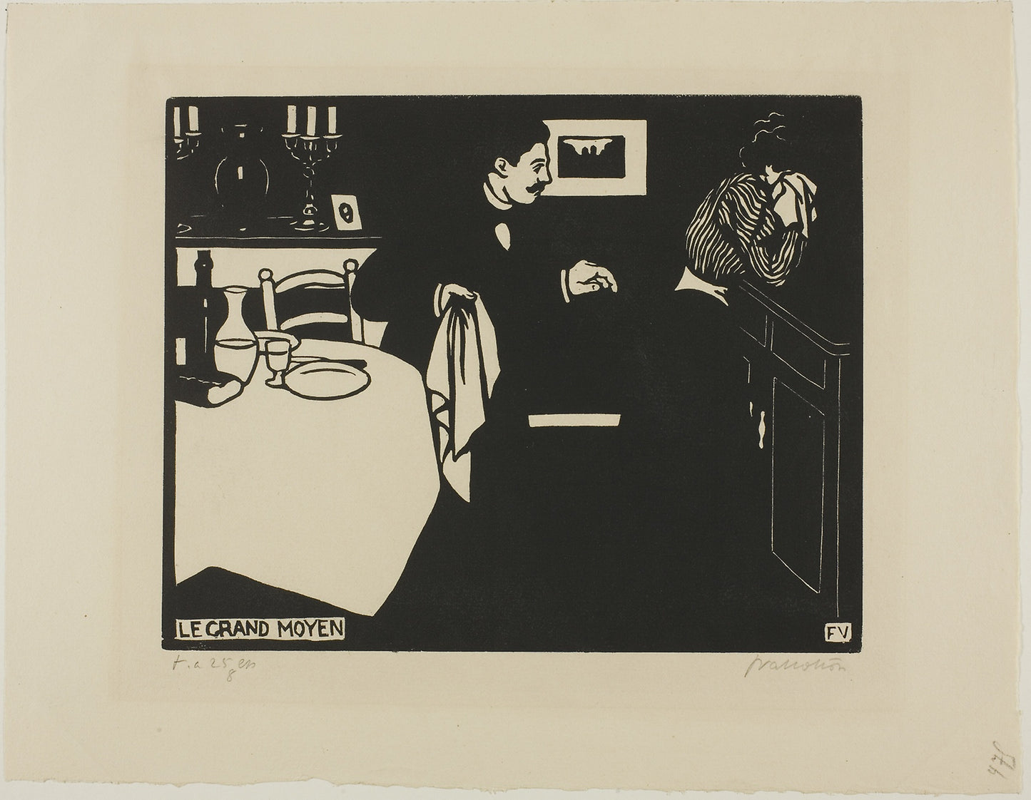 Extreme Measure, plate six from Intimacies -  Félix Edouard Vallotton (French, born Switzerland, 1865-1925),  Poster Print Wall Art