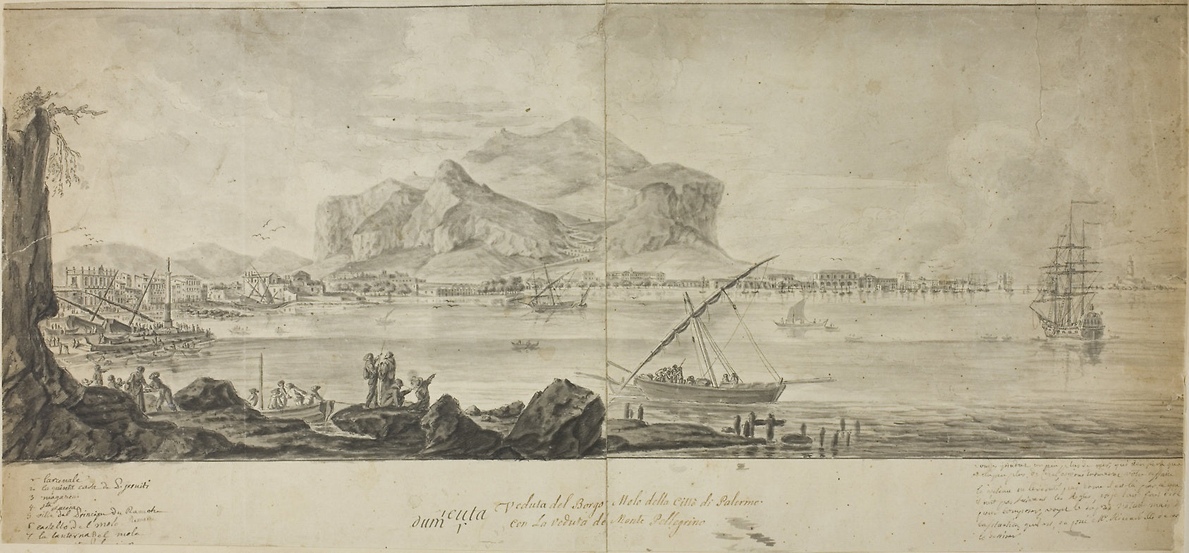 View of the City and Harbor of Palermo with a View of Monte Pellegrino: Adrien Manglard,16x12"(A3) Poster