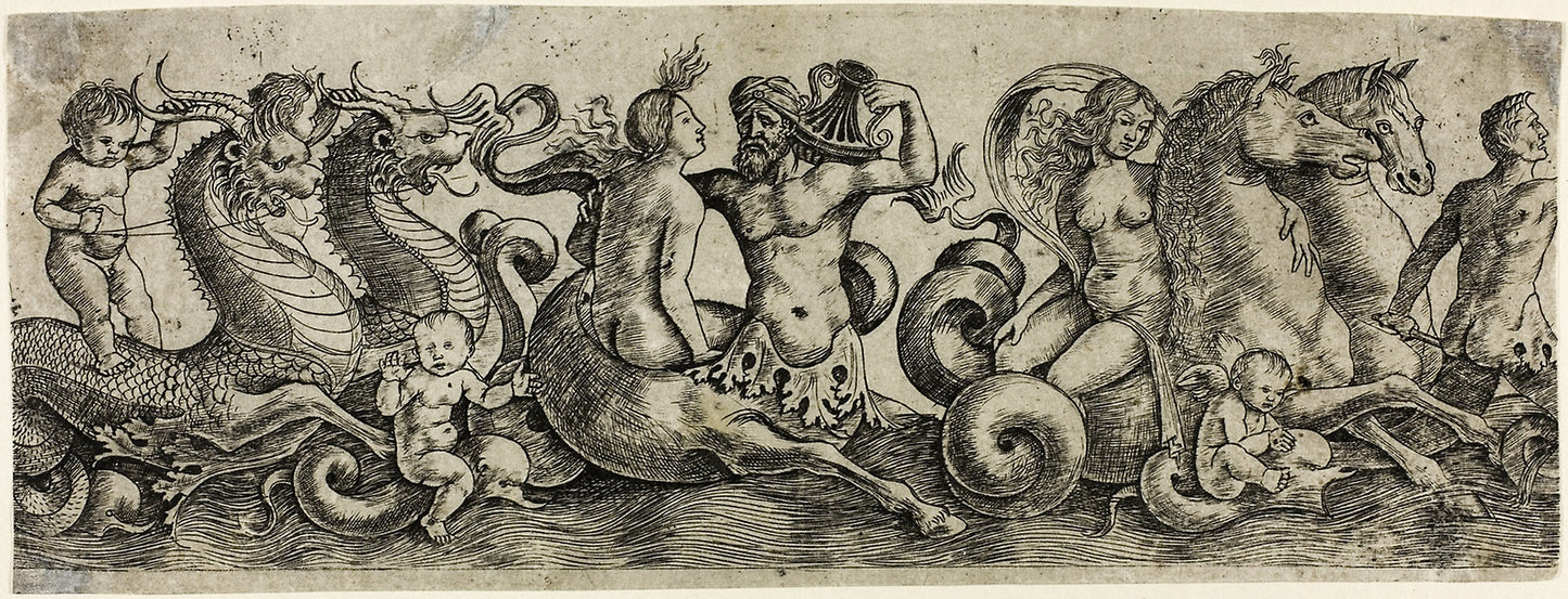 Frieze with Tritons and Nymphs -  Girolamo Mocetto,  Poster Print Wall Art