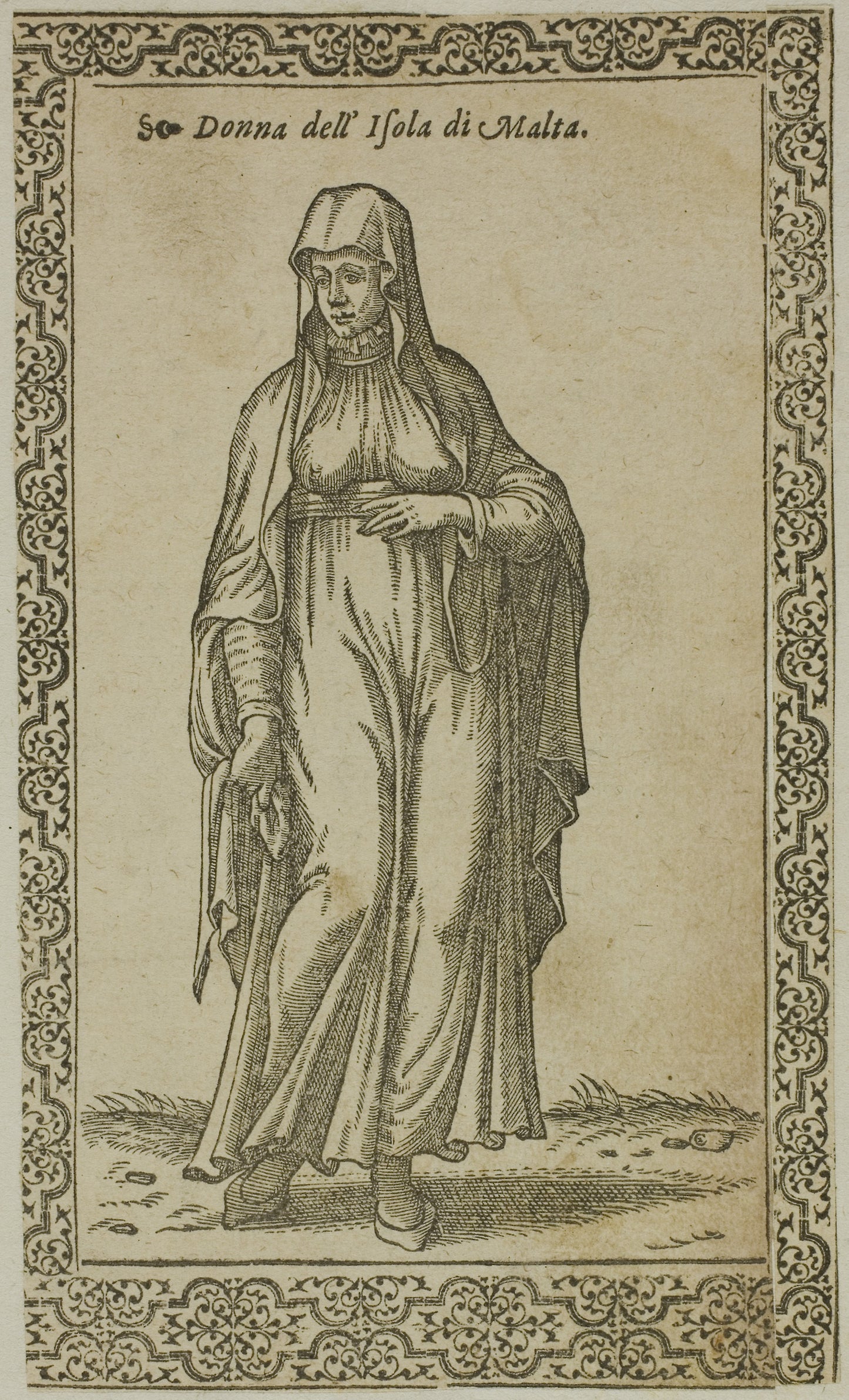 Maltese Woman from Le Navigationi nella Turchia, plate 61 from Woodcuts from Books of the XVI Century -  Assuerus Jansz Van Londerseel (Flemish, c.1572-1635),  Poster Print Wall Art
