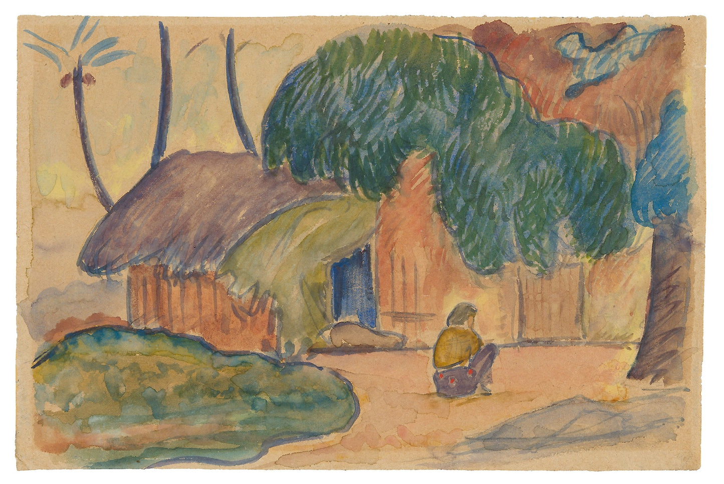 Tahitian Hut: Paul Gauguin,16x12"(A3) Poster