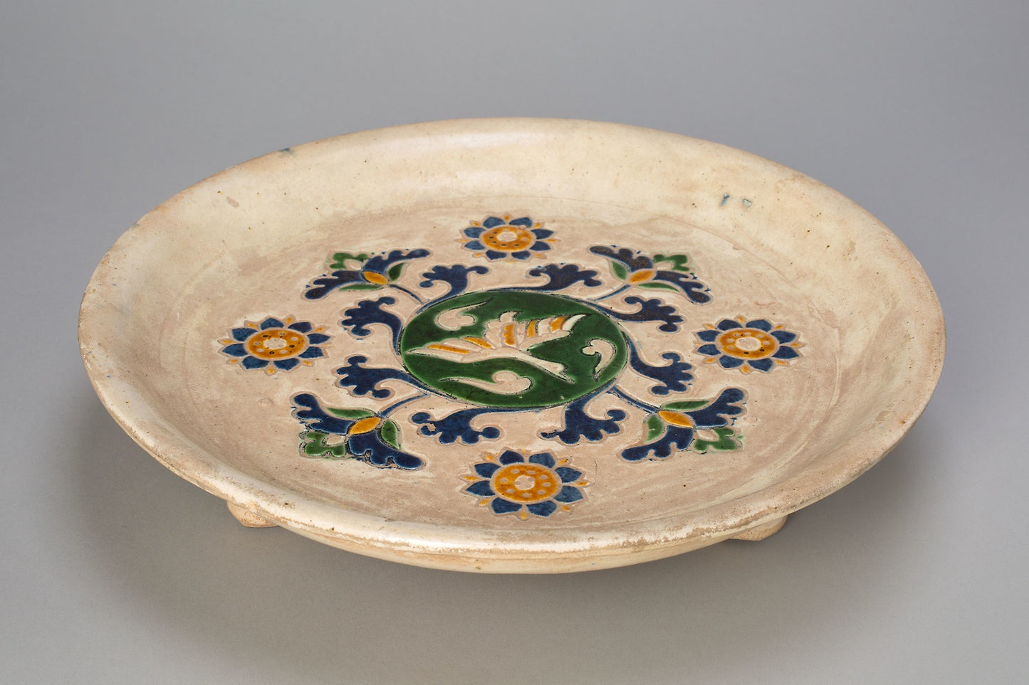 Tripod Dish with Flying Goose, Stylized Flowers and Vines -  China,  Poster Print Wall Art