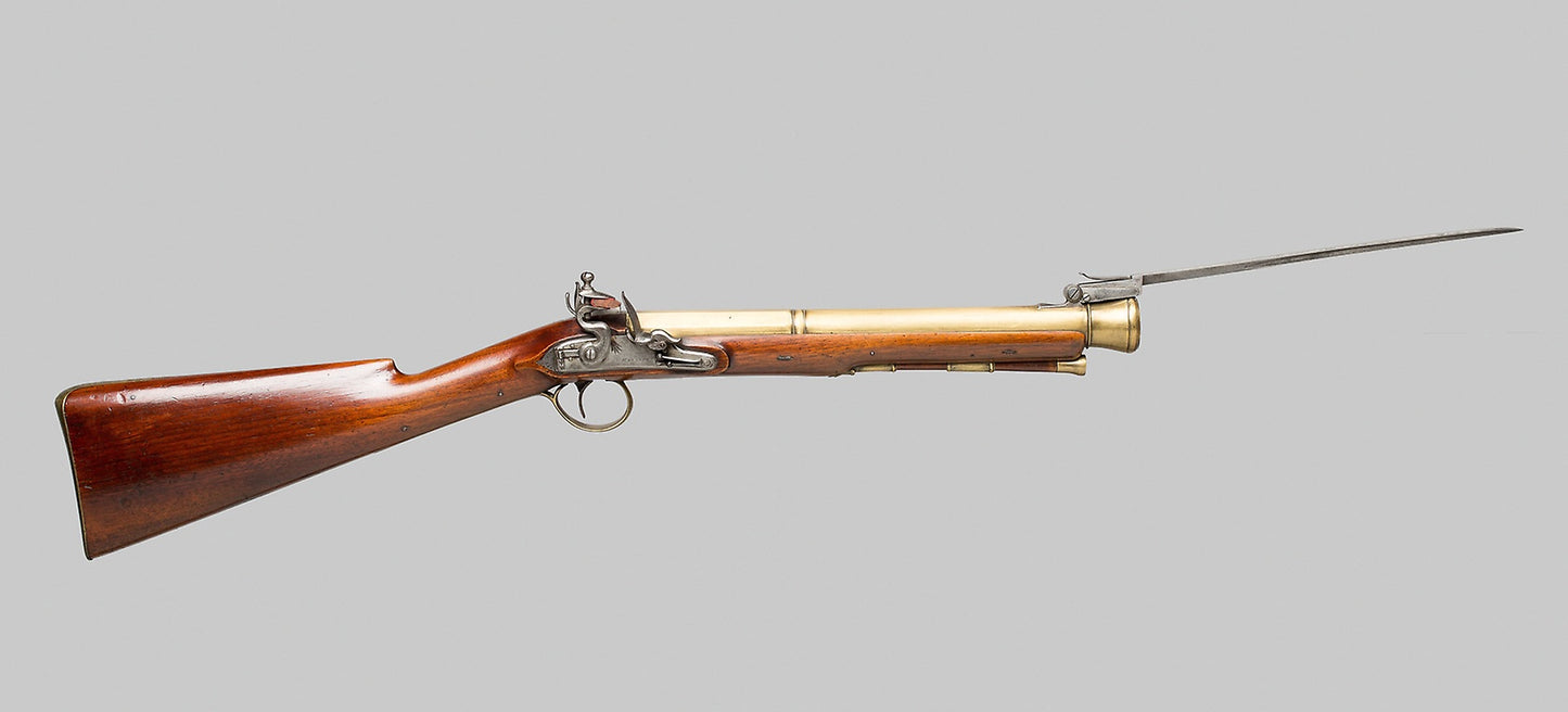 Flintlock Blunderbuss with Spring-Bayonet -  English,  Poster Print Wall Art