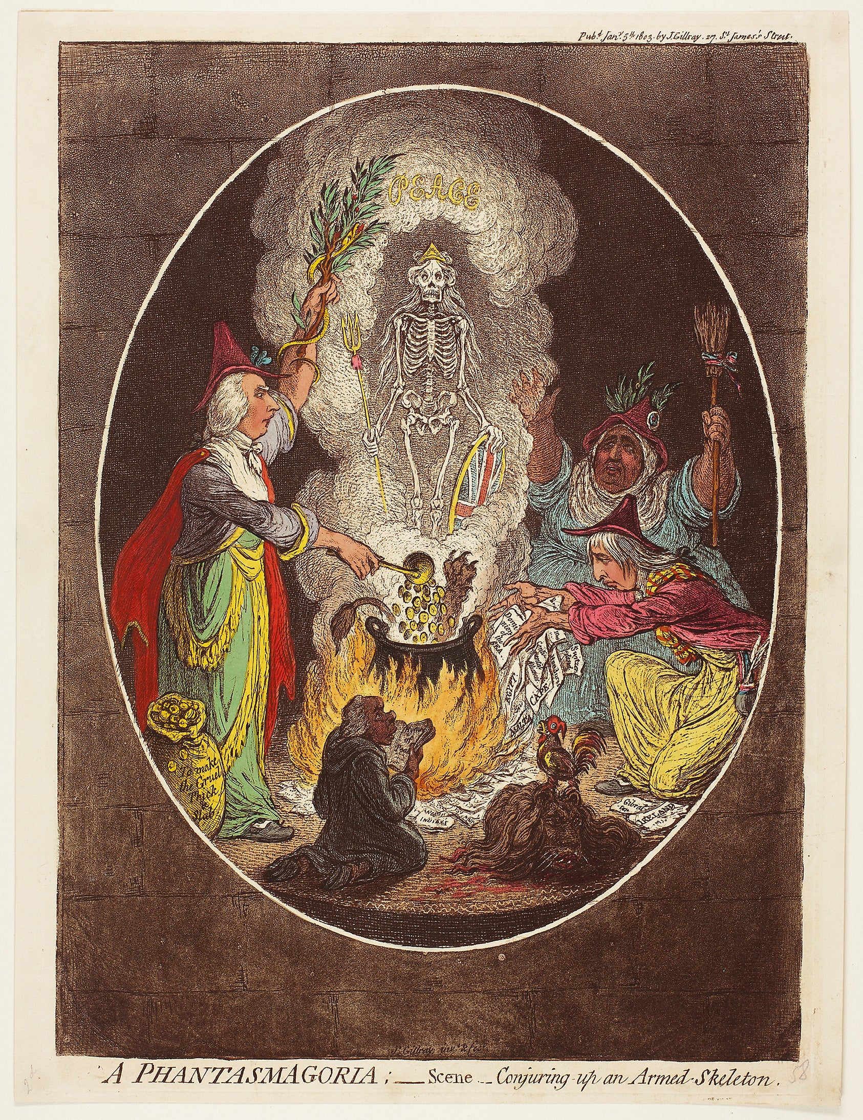 A Phantasmagoria - Scene - Conjuring up an Armed Skeleton: James Gillray (English, 1756-1815),16x12"(A3) Poster