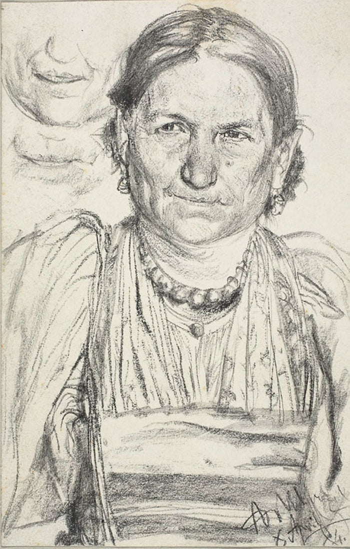 Portrait of a Peasant Woman: Adolph Menzel,16x12