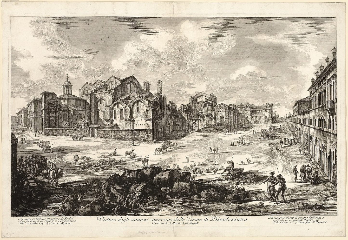 View of Visible Remains of the Baths of Diocletian, from Views of Rome -  Giovanni Battista Piranesi (Italian, 1720-1778),  Poster Print Wall Art