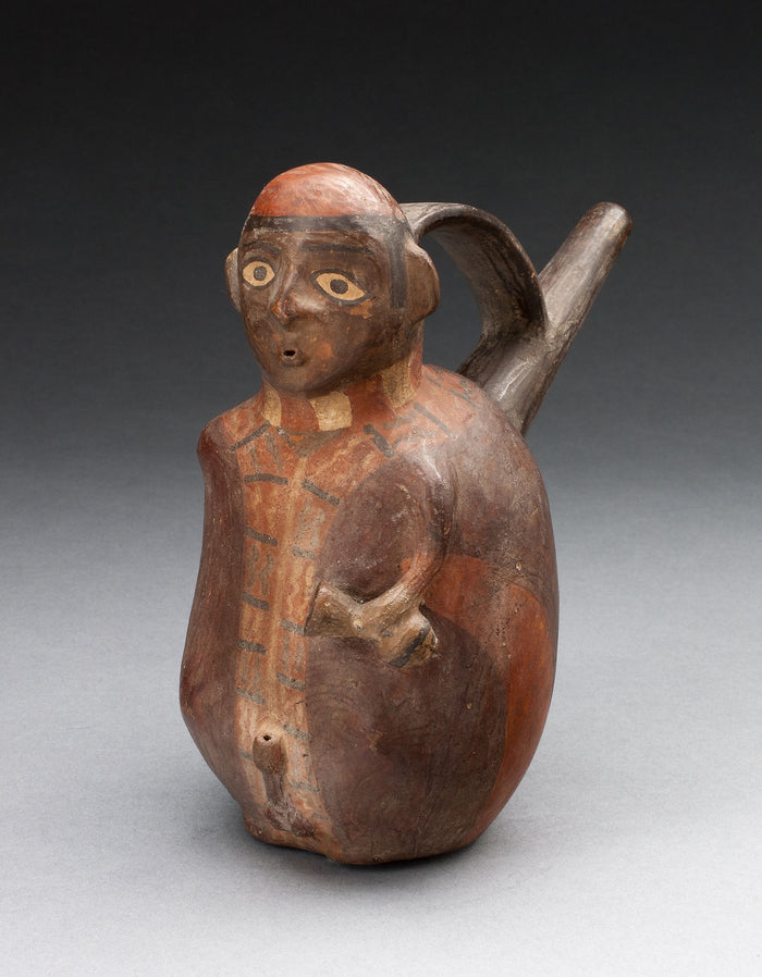 Single-Spout Vessel in the Form of a Figure Holding a Jar: Tiwanaku-Wari,16x12