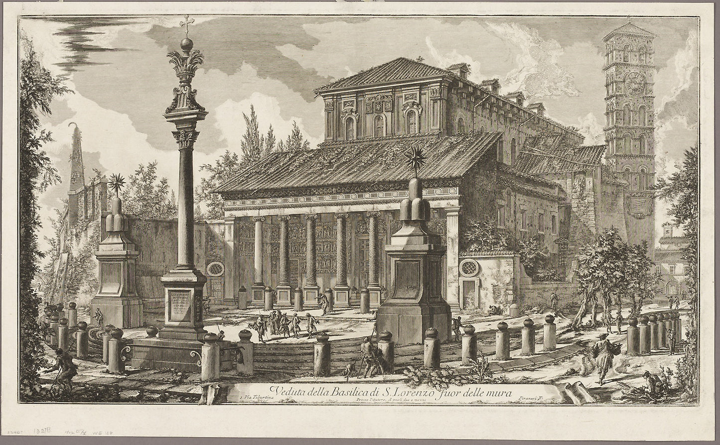 View of the Basilica of S. Lorenzo fuori delle Mura [S. Lorenzo outside the Walls], from Views of Rome -  Giovanni Battista Piranesi,  Poster Print Wall Art
