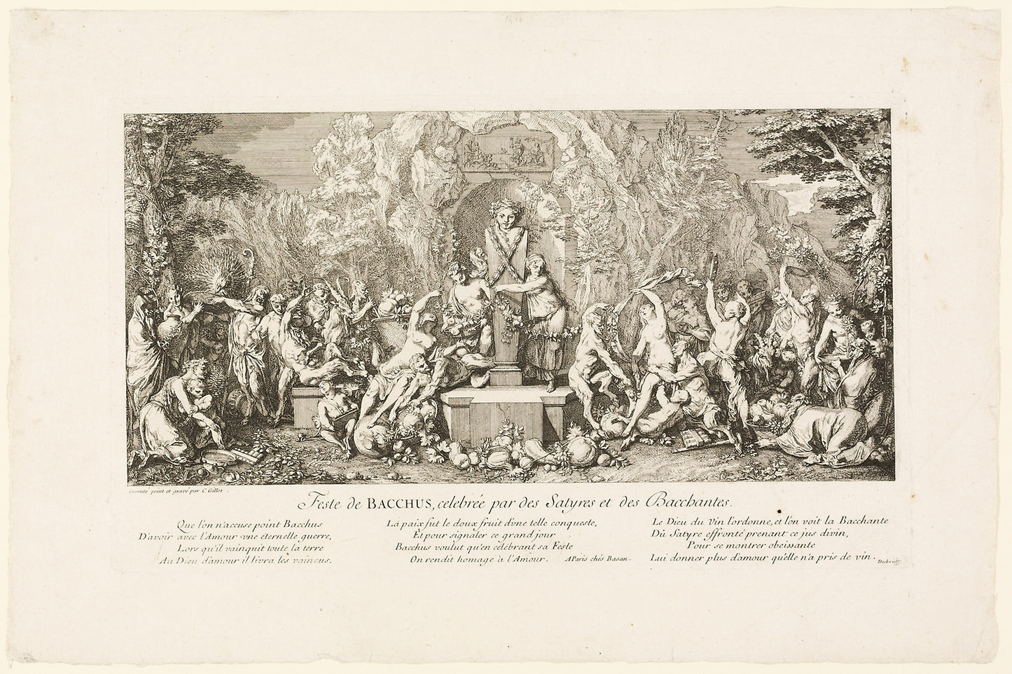 Festival of Bacchus Celebrated -  Satyrs and Bacchantes -  Claude Gillot,  Poster Print Wall Art