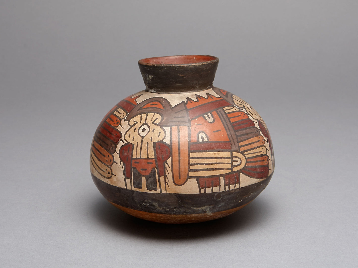 Jar Depicting Abstract Bird with Trophy Head -  Nazca,  Poster Print Wall Art