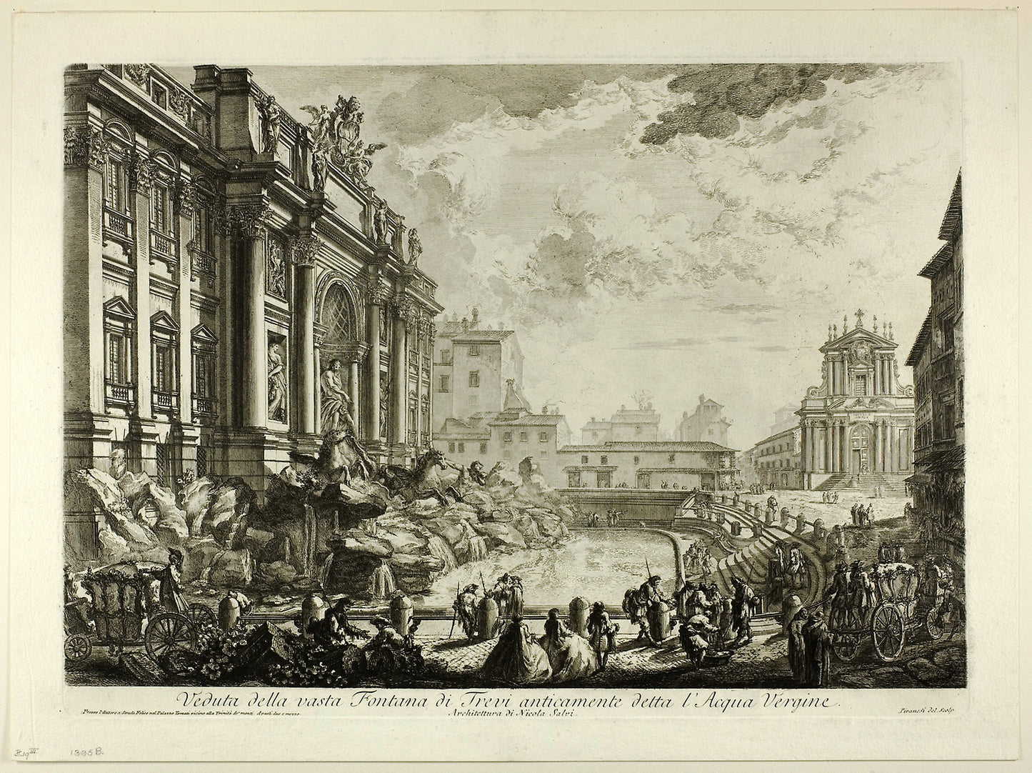 View of the large Trevi Fountain formerly called the Acqua Vergine, from Views of Rome -  Giovanni Battista Piranesi,  Poster Print Wall Art