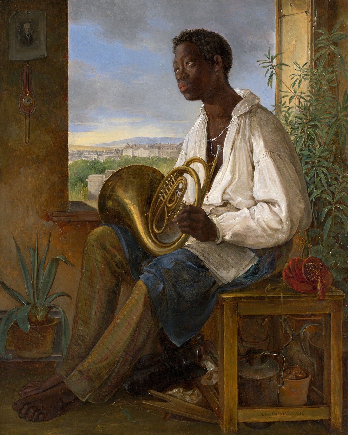 Portrait of a Gardener and Horn Player in the Household of the Emperor Francis I -  Albert Schindler,  Poster Print Wall Art