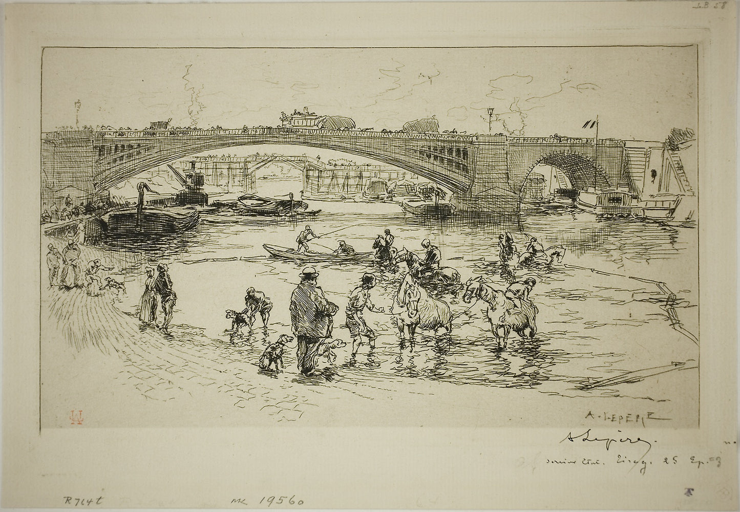 At the Pont Sully -  Louis Auguste Lepère,  Poster Print Wall Art