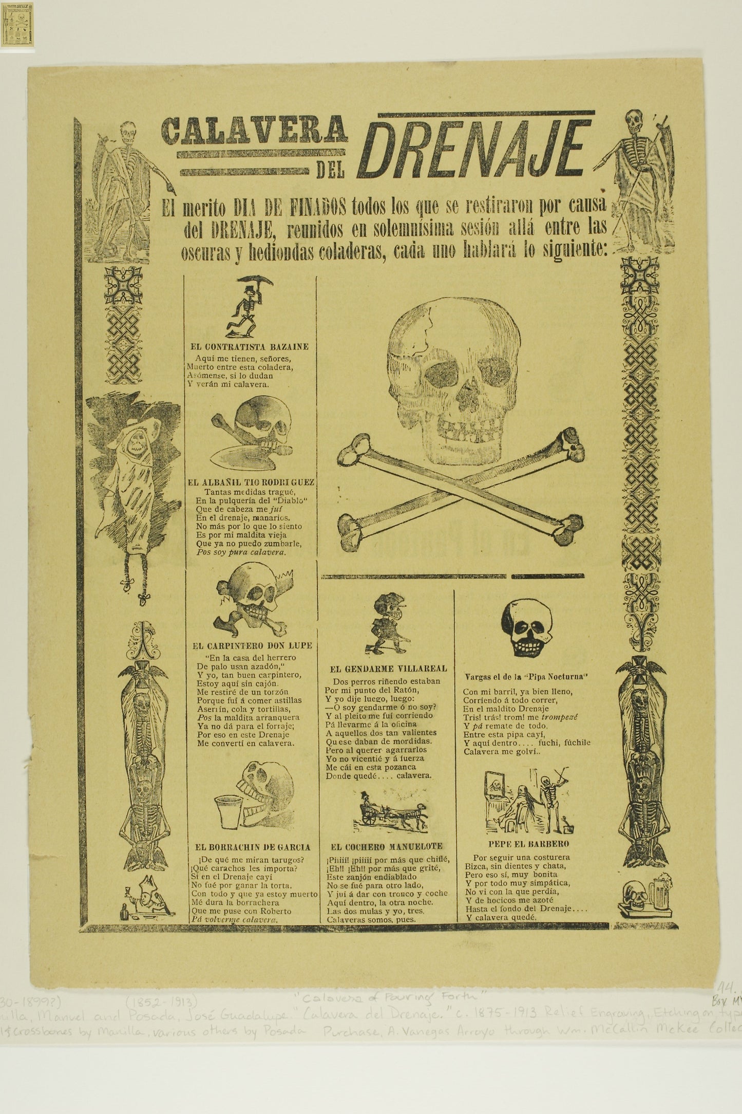 Calavera of Pouring Forth -  José Guadalupe Posada (Mexican, 1852-1913),  Poster Print Wall Art