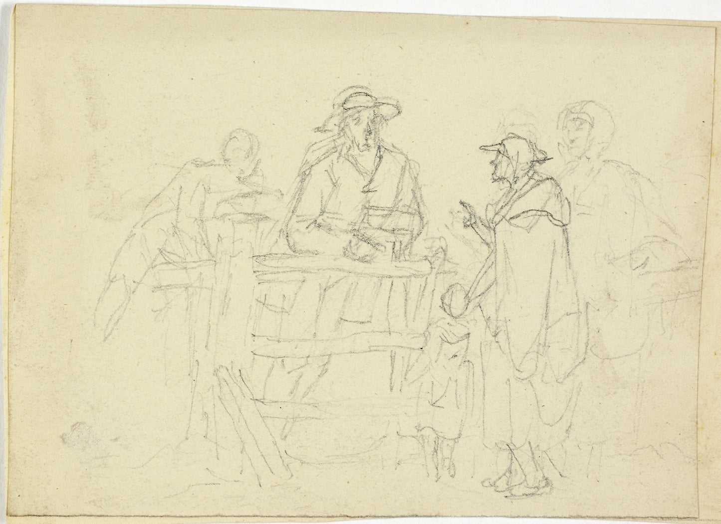 Four Figures at a Fence -  William Henry Pyne,  Poster Print Wall Art