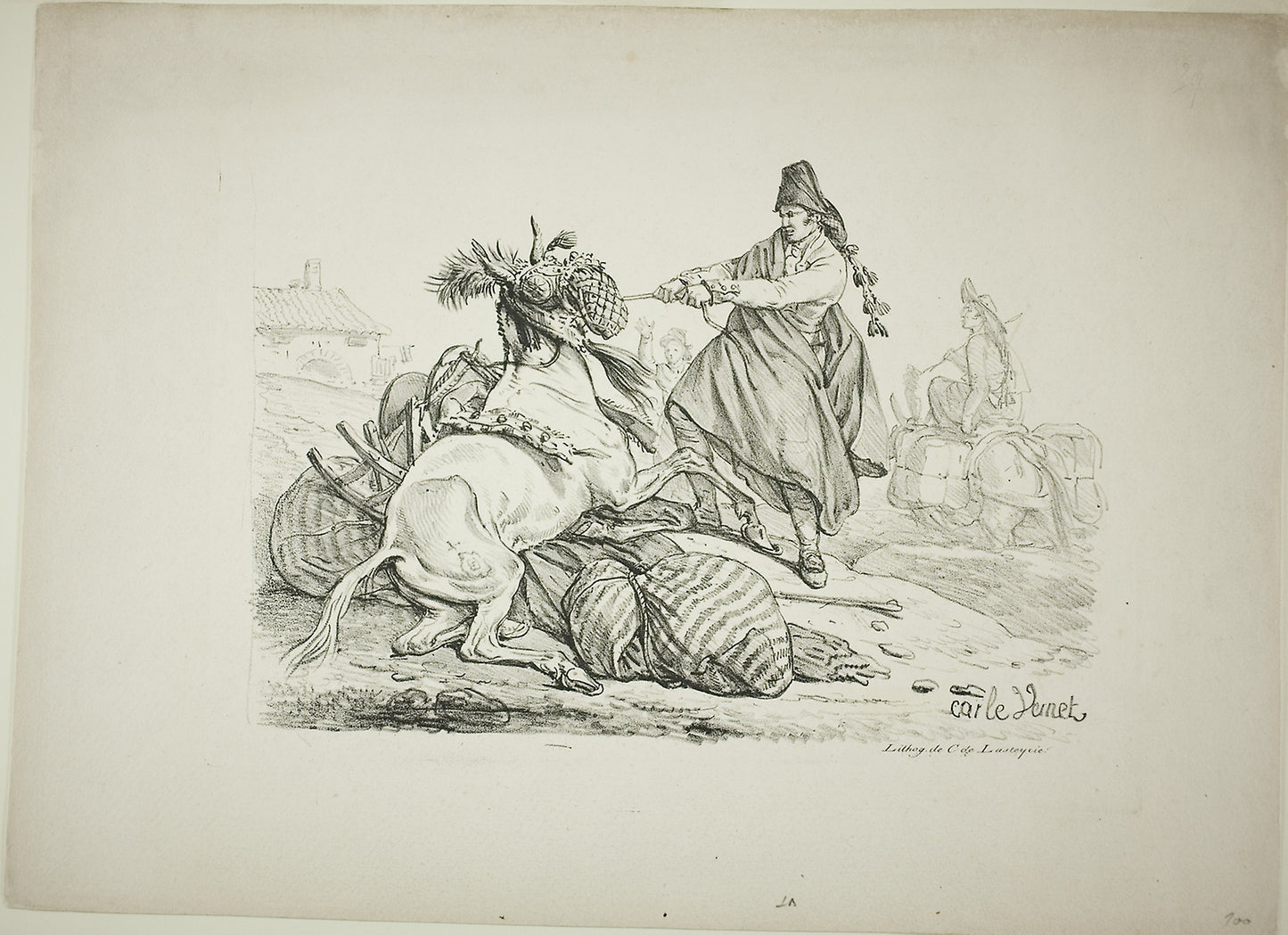 Spanish Muleteer Raising his Mule -  Carle Vernet (French, 1758-1836),  Poster Print Wall Art