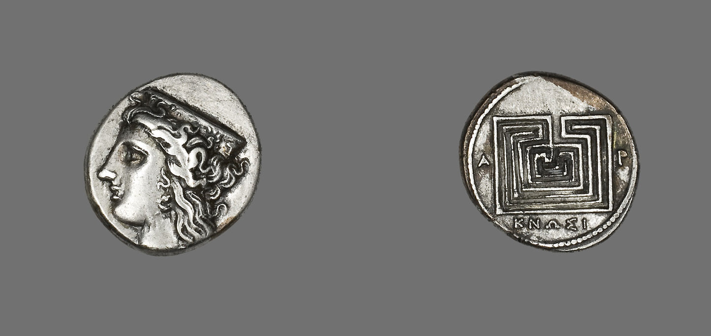 Drachm (Coin) Depicting the Goddess Hera -  Greek; minted in Knossos, Crete,  Poster Print Wall Art