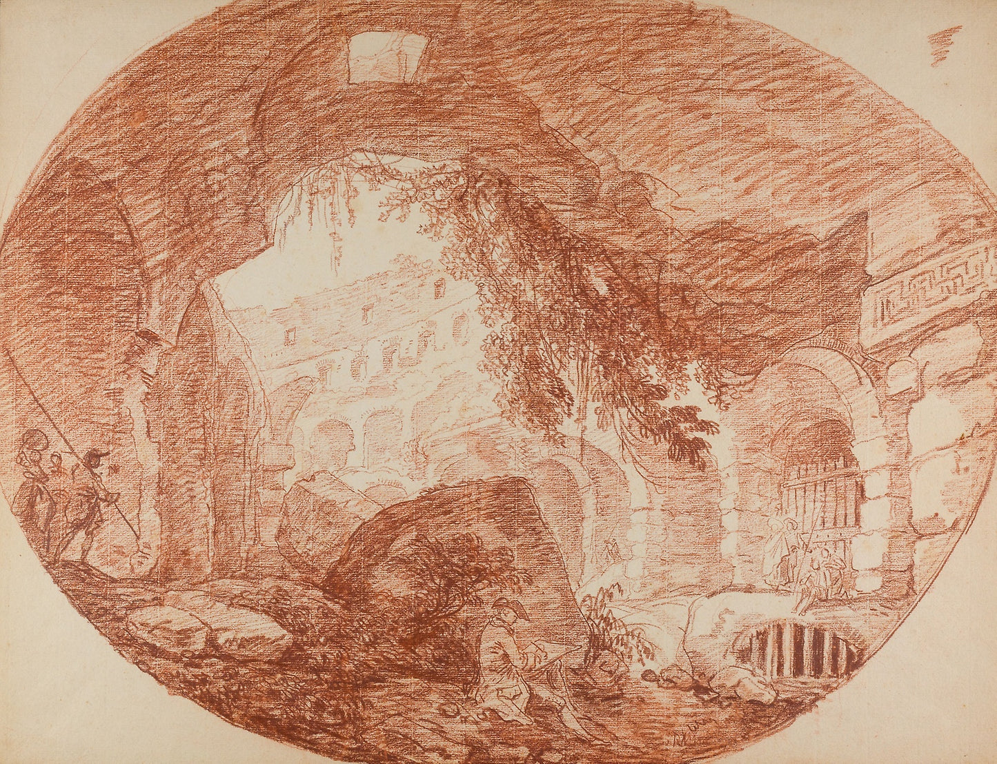 An Artist Seated in the Ruins of the Colosseum -  Hubert Robert,  Poster Print Wall Art