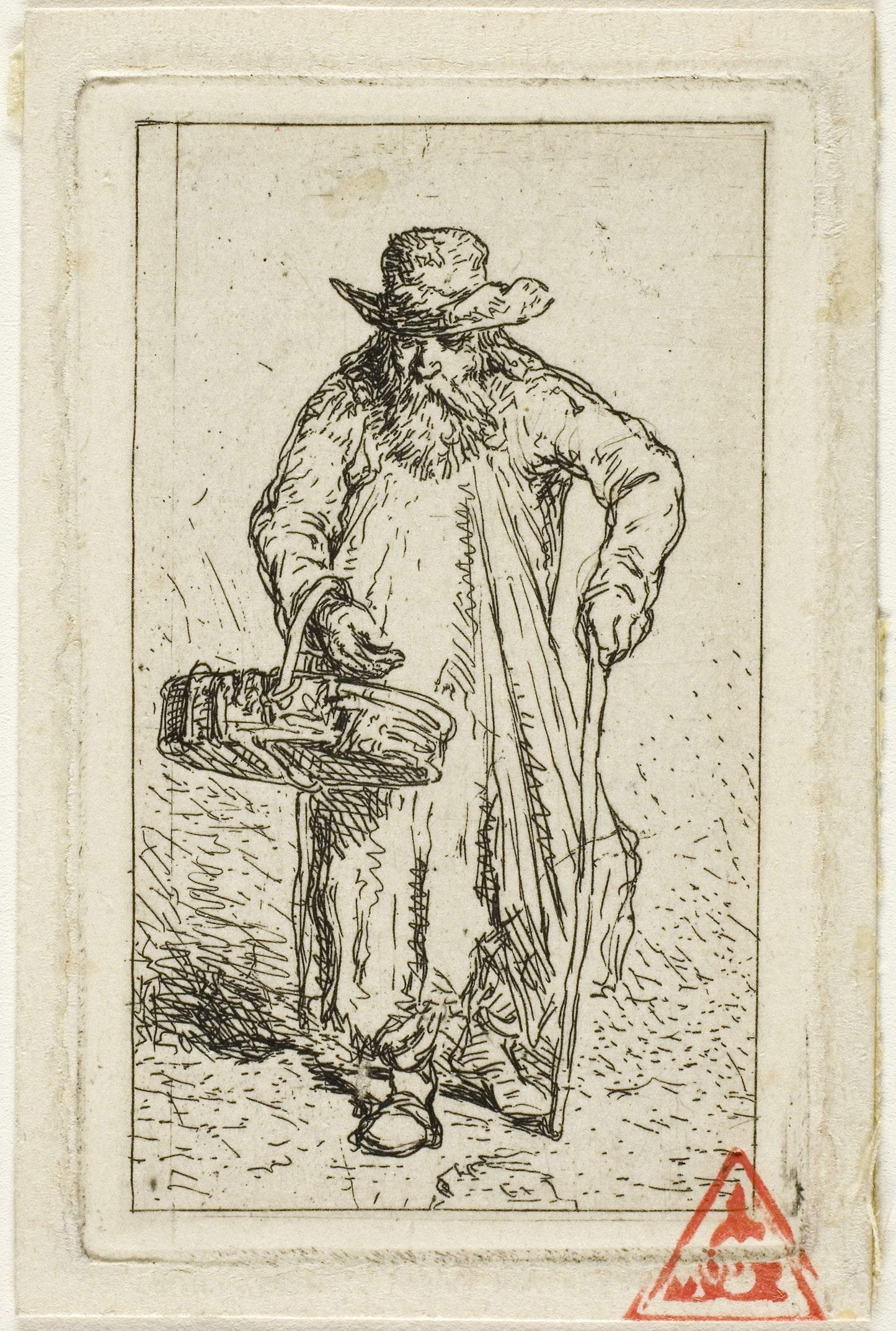 Beggar with Basket -  Charles Émile Jacque,  Poster Print Wall Art