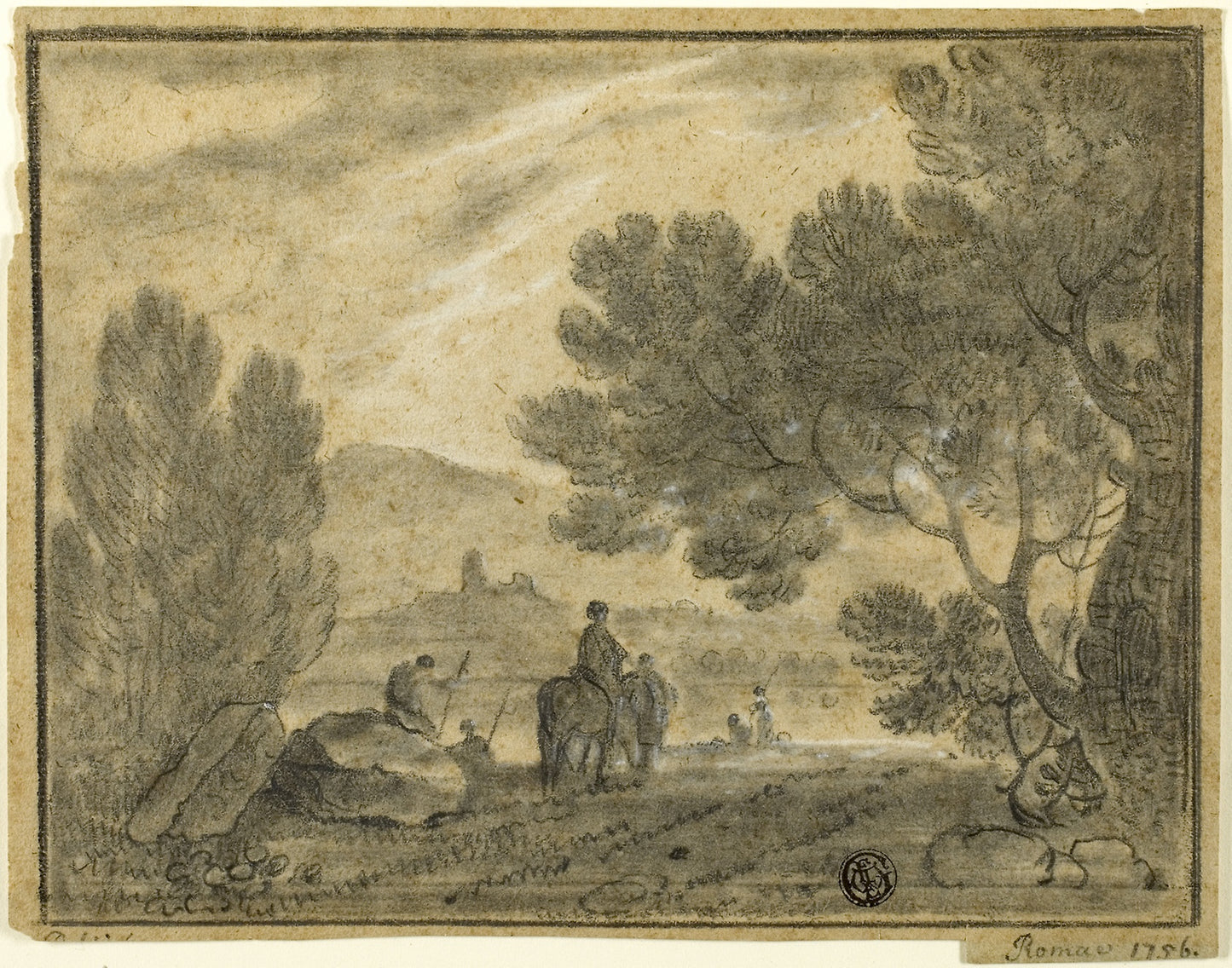 Roman Campagna with Figures -  Richard Wilson,  Poster Print Wall Art