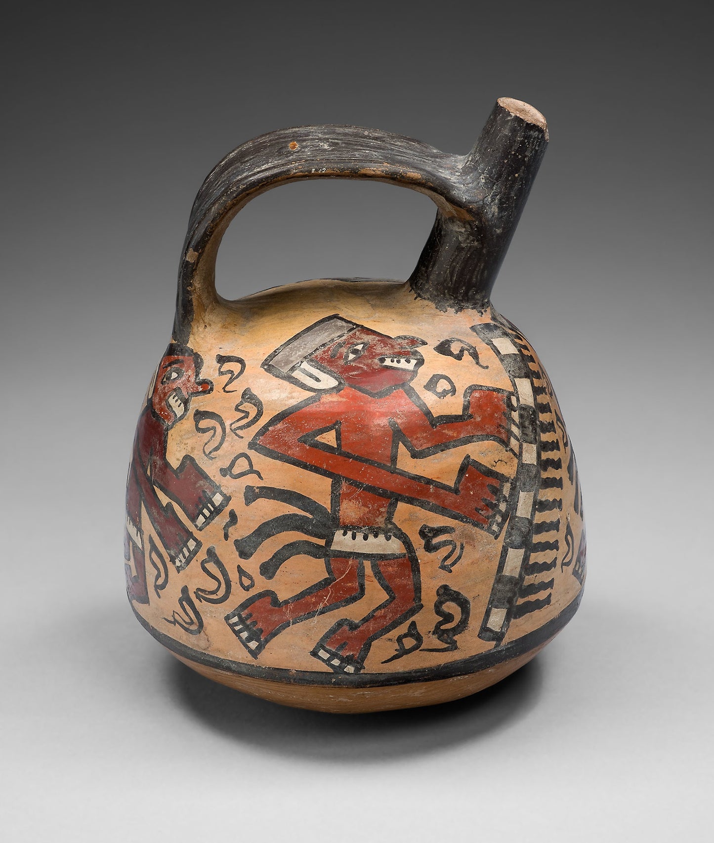Single Spout and Bridge Vessel Depicting Dancing Figures -  Tiwanaku-Wari,  Poster Print Wall Art