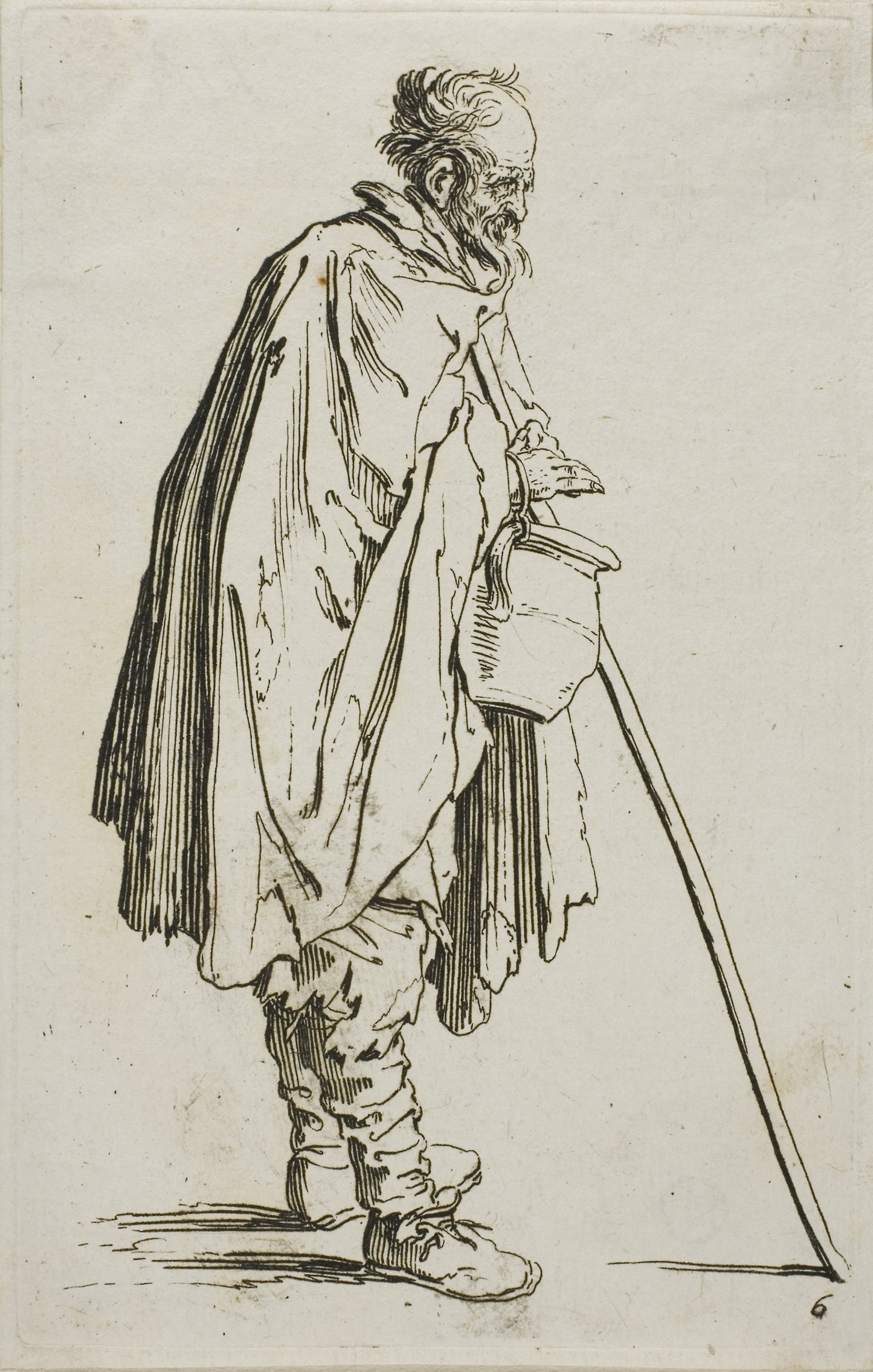 The Beggar with a Footwarmer, plate six from The Beggars -  Jacques Callot,  Poster Print Wall Art