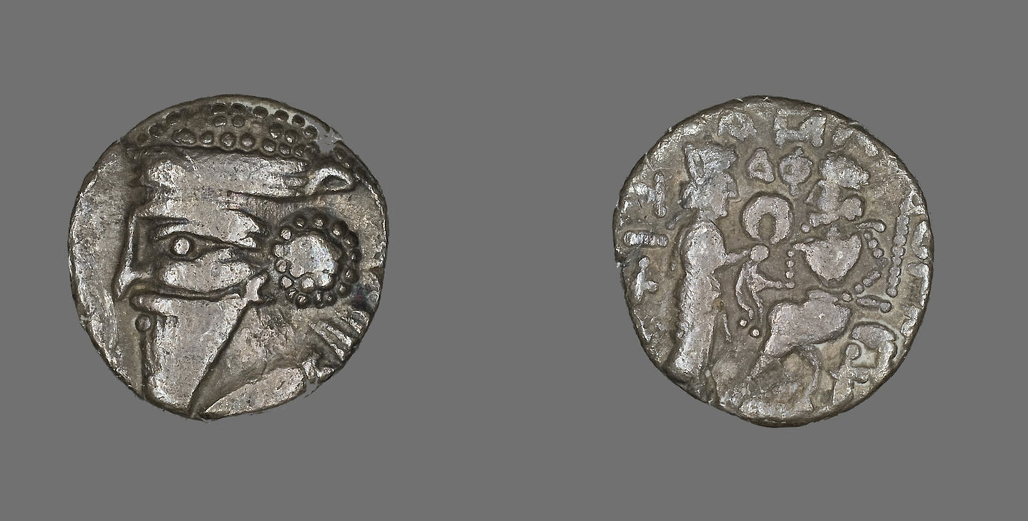 Tetradrachm (Coin) Portraying Bust of King Volagases IV -  Parthian,  Poster Print Wall Art