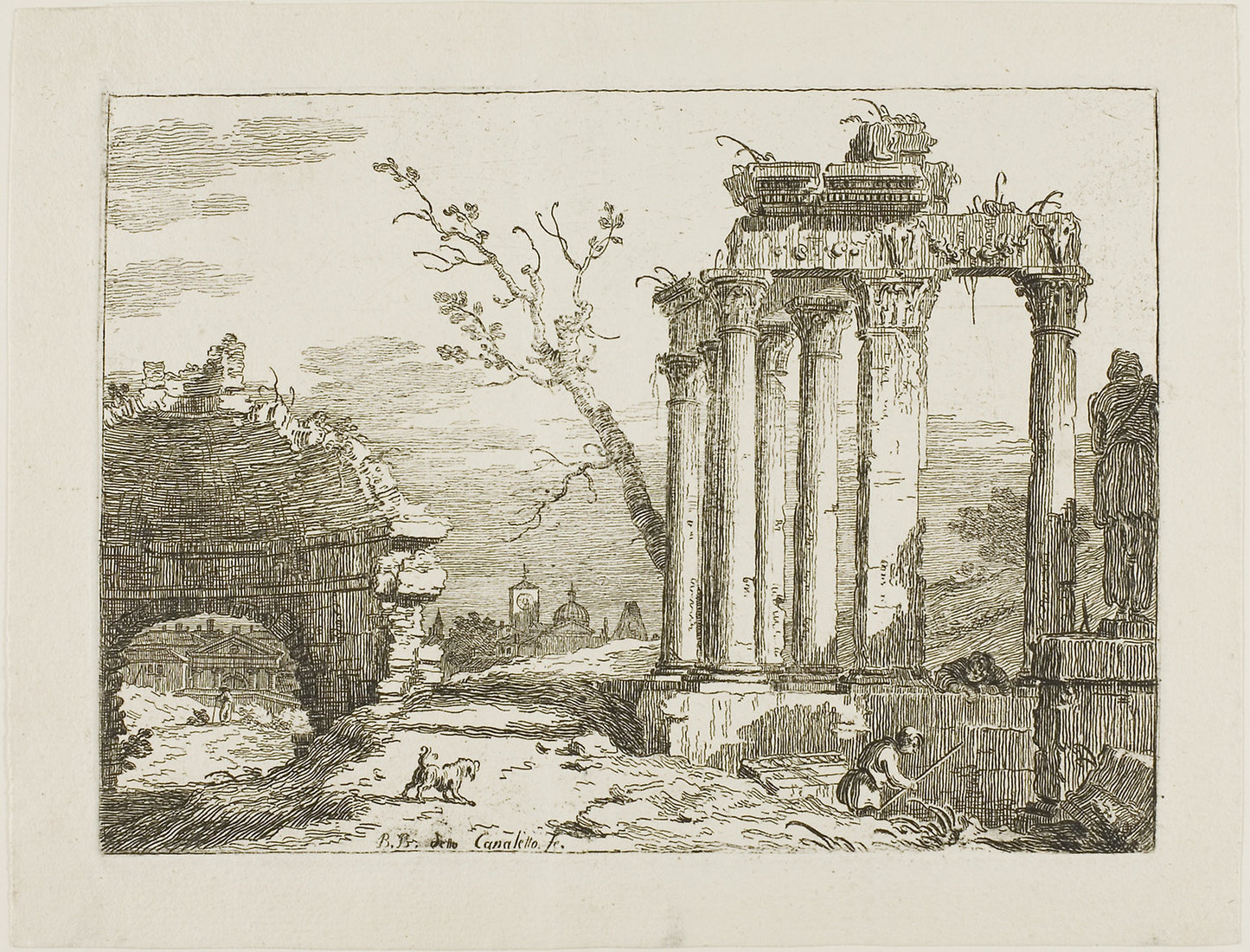 Landscape with Ruins -  Bernardo Bellotto,  Poster Print Wall Art