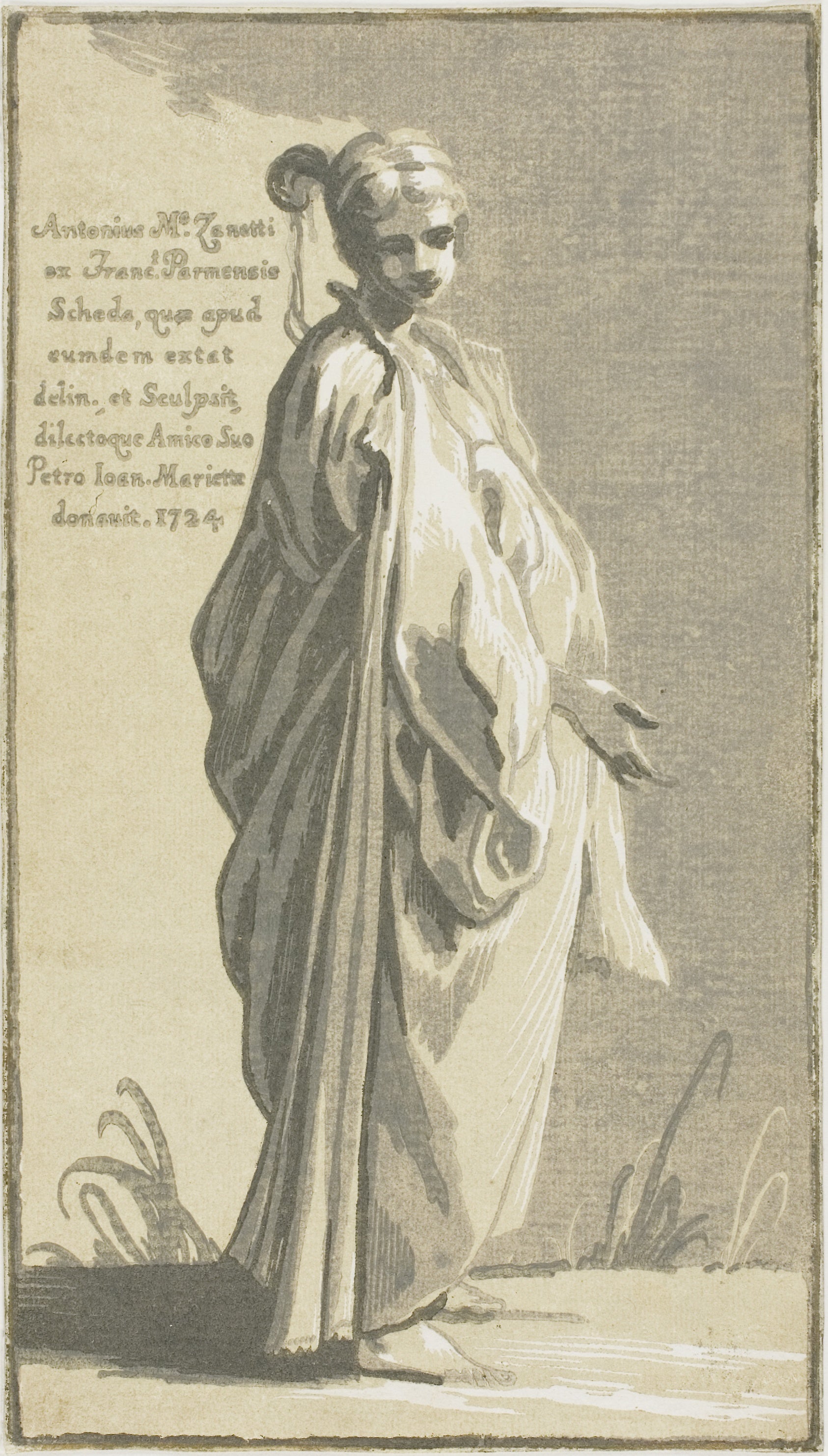 Young Woman Standing, Turned to the Right: Count Antonio Maria Zanetti, the Elder (Italian, 1679/80–1767),16x12"(A3) Poster