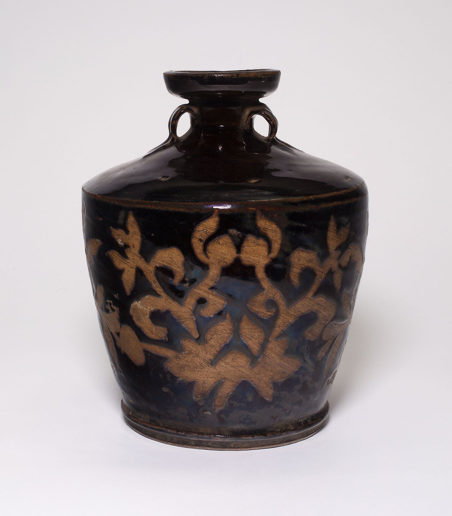 High Shouldered Jar with Loop Handles and Reserved Decoration of Stylized Floral Decor -  China,  Poster Print Wall Art