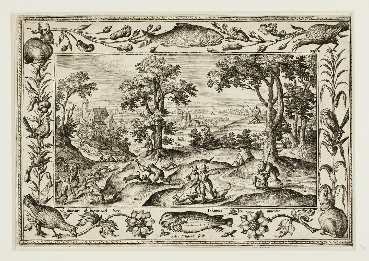 Hare Hunt, from Landscapes with Old and New Testament Scenes and Hunting Scenes: Adriaen Collaert (Flemish, c. 1560–1618) , Poster Print Wall Art