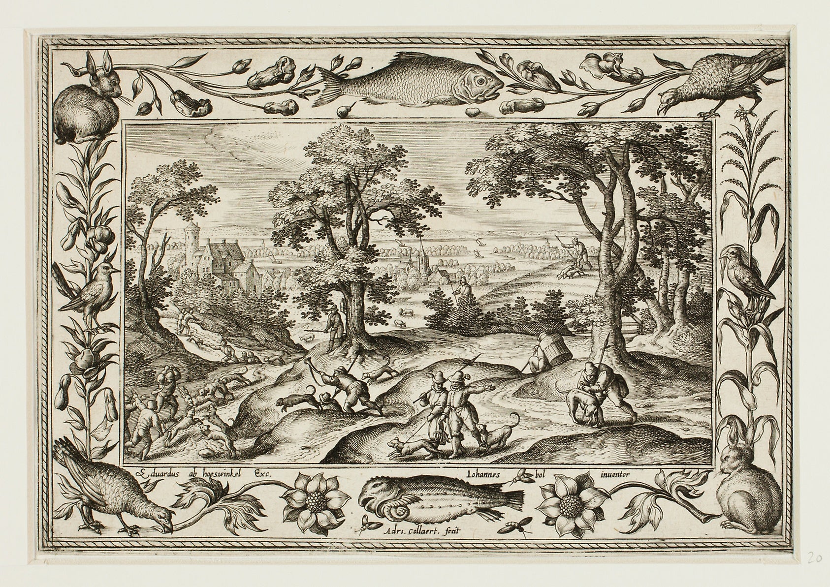 Hare Hunt, from Landscapes with Old and New Testament Scenes and Hunting Scenes: Adriaen Collaert (Flemish, c. 1560–1618) ,16x12"(A3) Poster