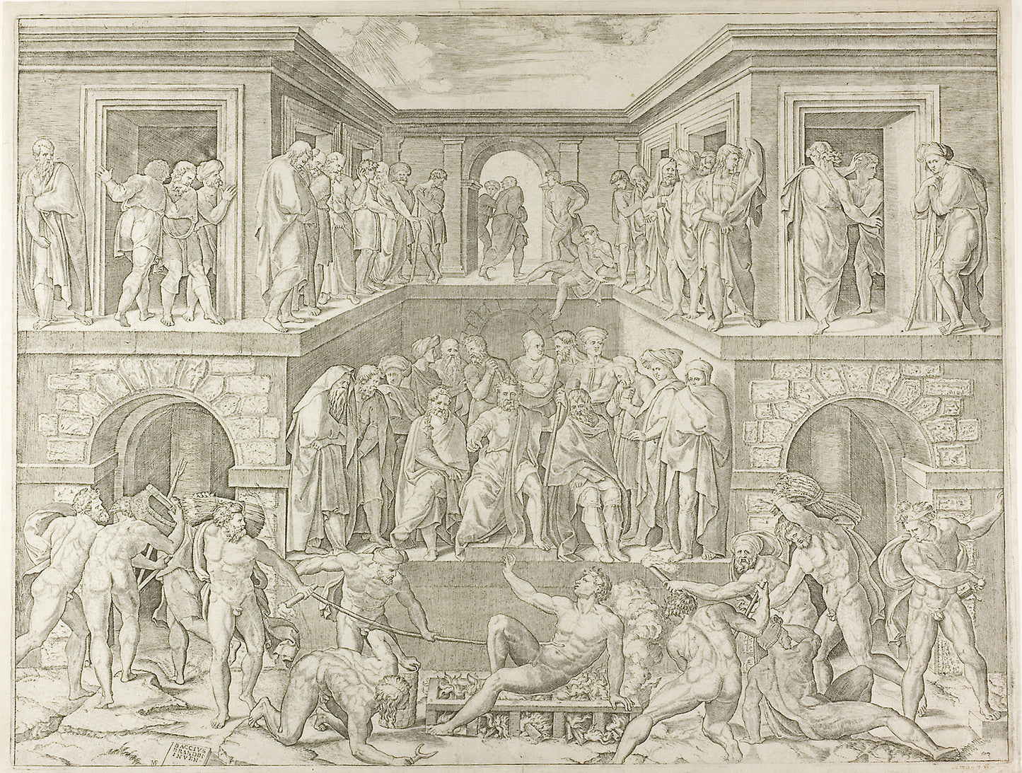 Martyrdom of Saint Lawrence -  Marcantonio Raimondi (Italian, c.1480-1534),  Poster Print Wall Art