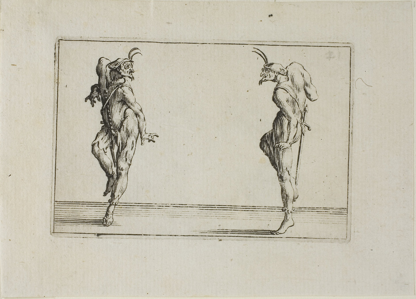 The Two Pantaloons Looking at Each Other, from The Caprices -  Jacques Callot,  Poster Print Wall Art