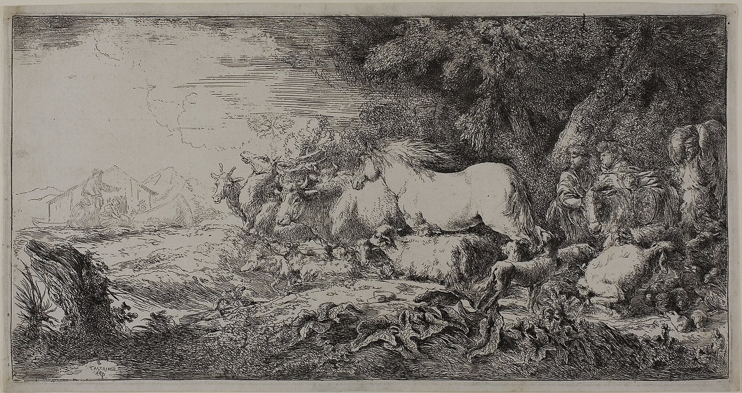 Noah and the Animals Entering the Ark -  Giovanni Benedetto Castiglione,  Poster Print Wall Art