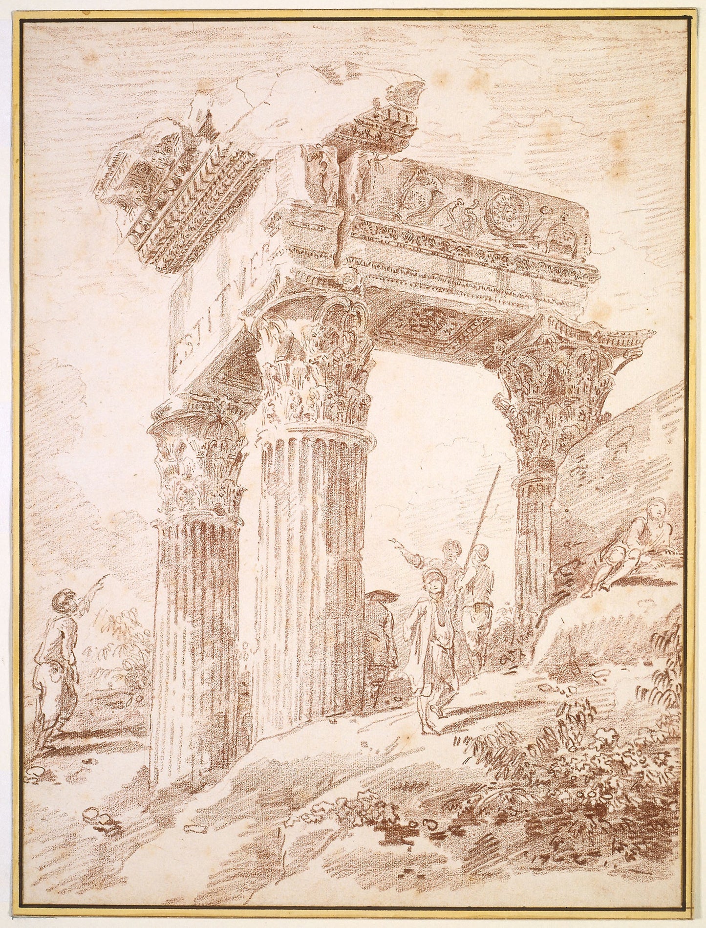 Temple of Vespasian -  Hubert Robert,  Poster Print Wall Art