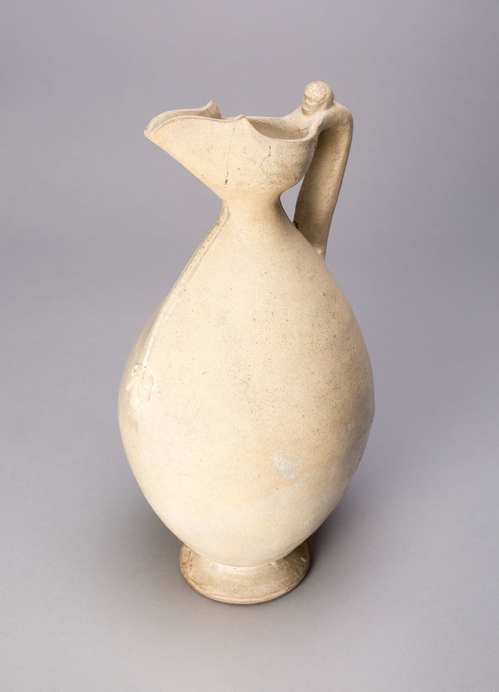 Ovoid Ewer with Flaring, Beak Shaped Spout, and Handle with Human Head: China,16x12