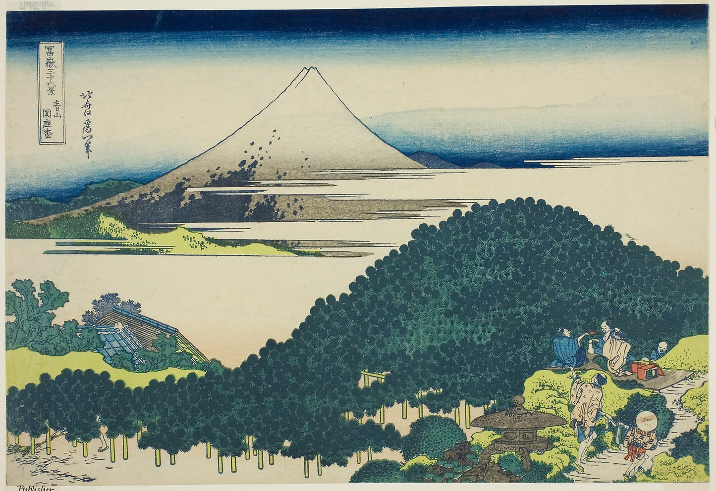 Cushion Pine Tree at Aoyama (Aoyama Enza no matsu), from the series "Thirty-six Views of Mount Fuji (Fugaku sanjurokkei)" -  Katsushika Hokusai ?? ??,  Poster Print Wall Art